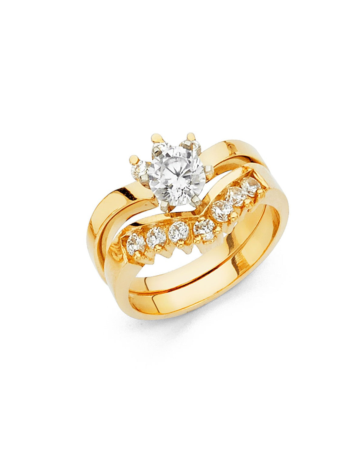 14K Yellow Gold CZ Duo Set (RG-1051)