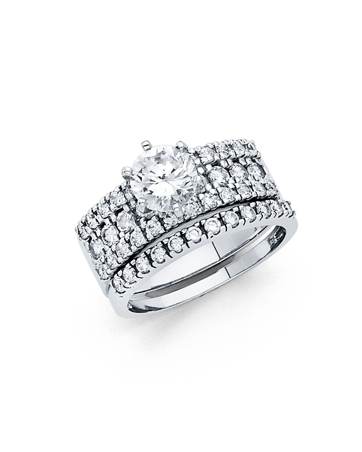 14K White Gold CZ Ladies Wedding Band (RG-1075)