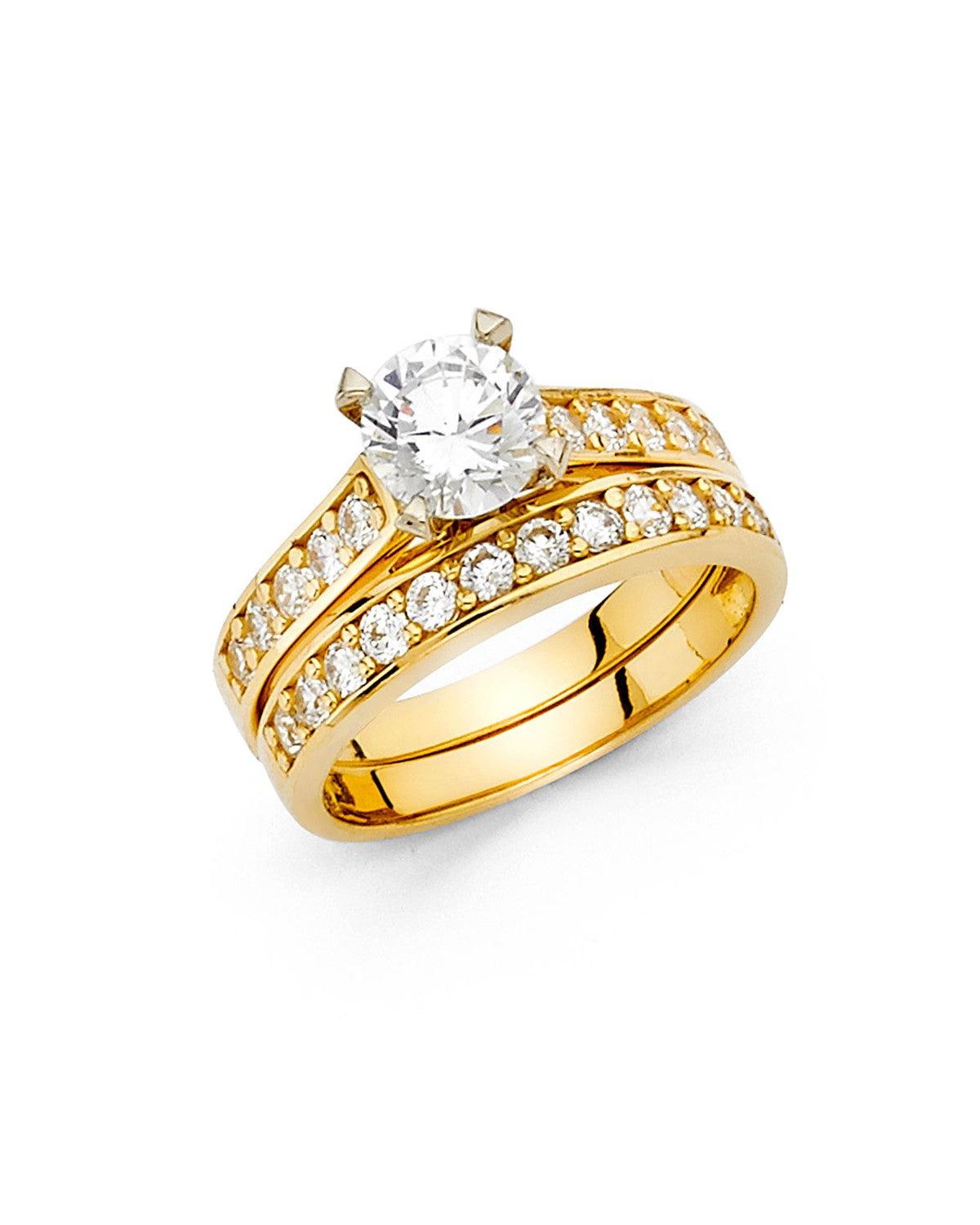 14K Yellow Gold CZ Ladies Wedding Band (RG-1085)