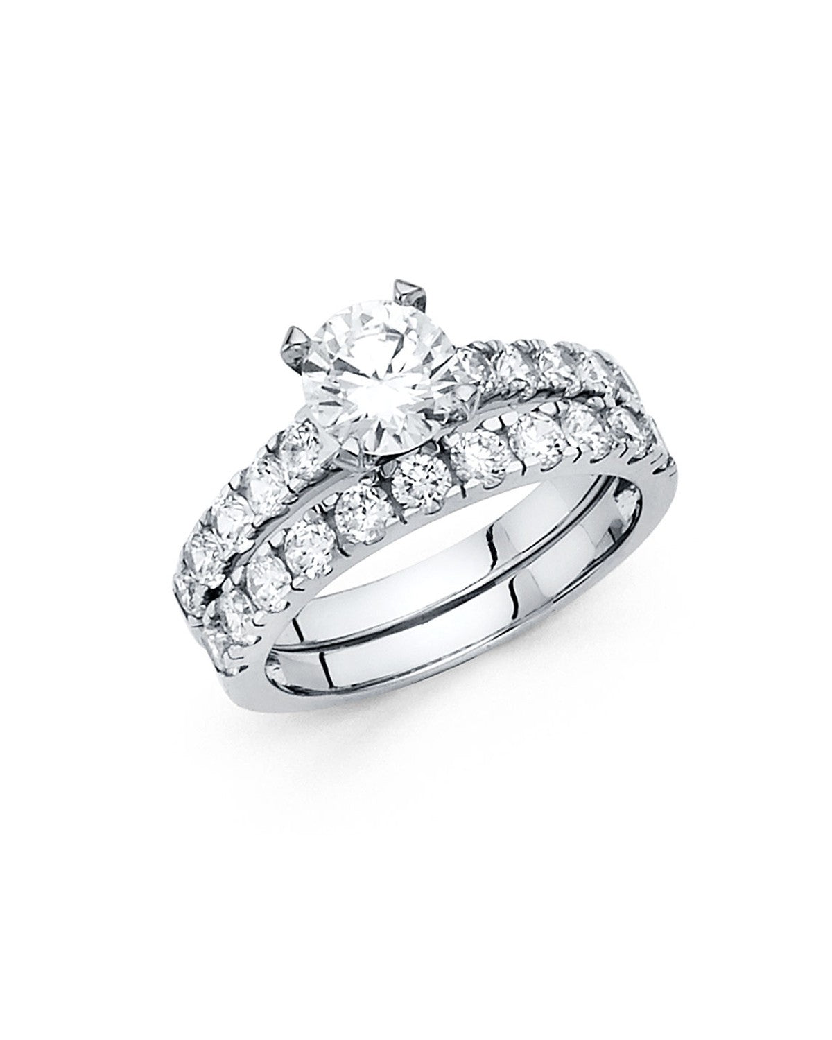 14K White Gold CZ Engagement Ring (RG-1092)