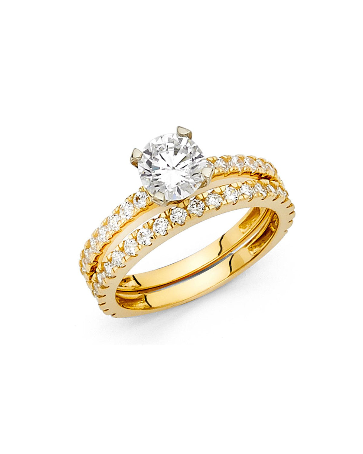 14K Yellow Gold CZ Ladies Wedding Band (RG-1095)
