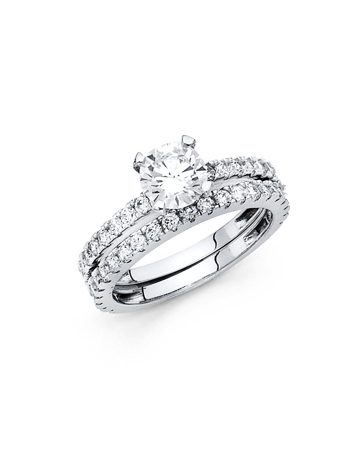 14K White Gold CZ Ladies Wedding Band (RG-1097)