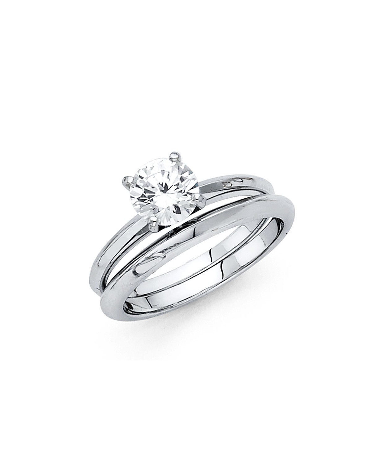 14K White Gold CZ Ladies Wedding Band (RG-1108)