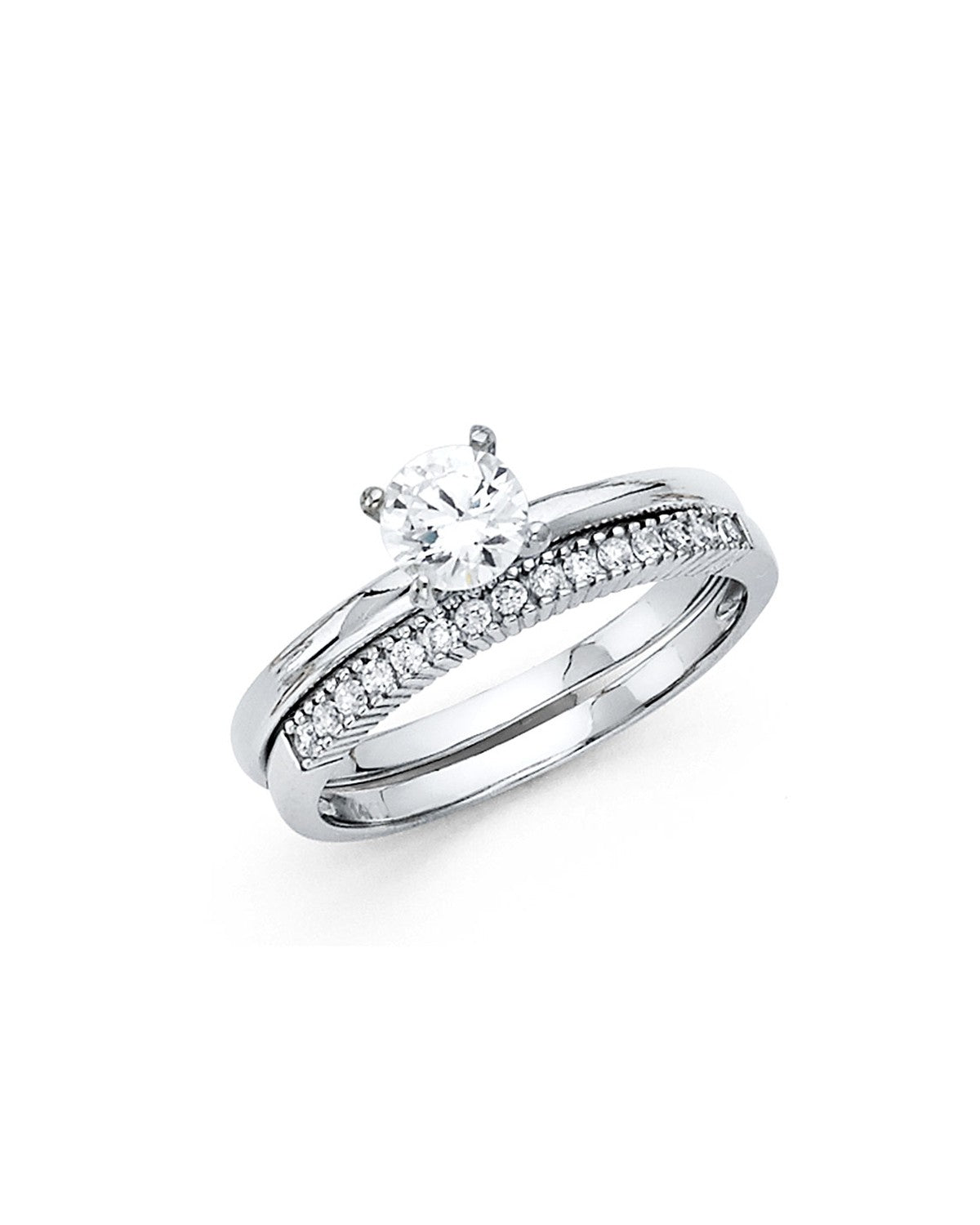 14K White Gold CZ Ladies Wedding Band (RG-1112)