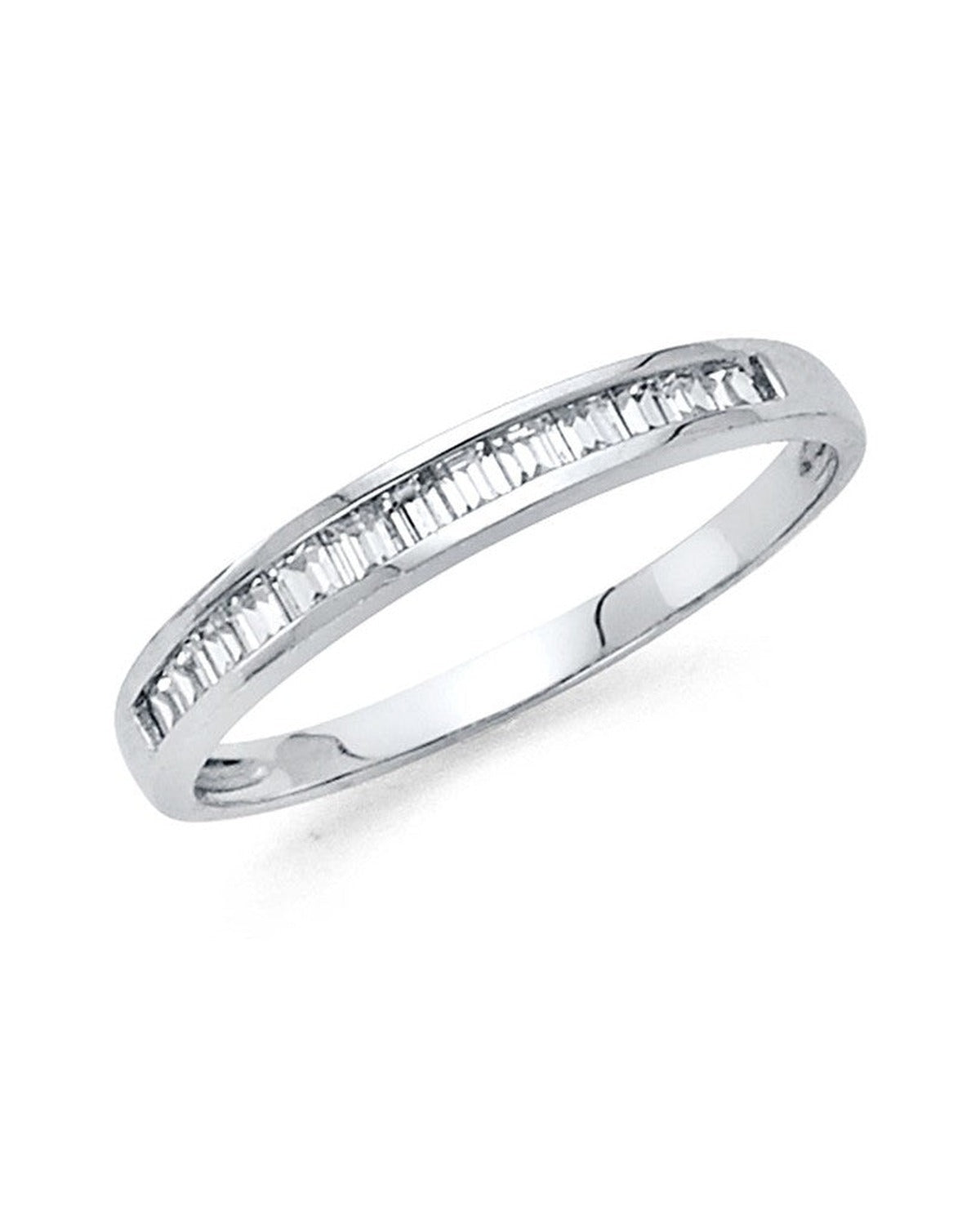 14K White Gold CZ Ladies Wedding Band (RG-1114)