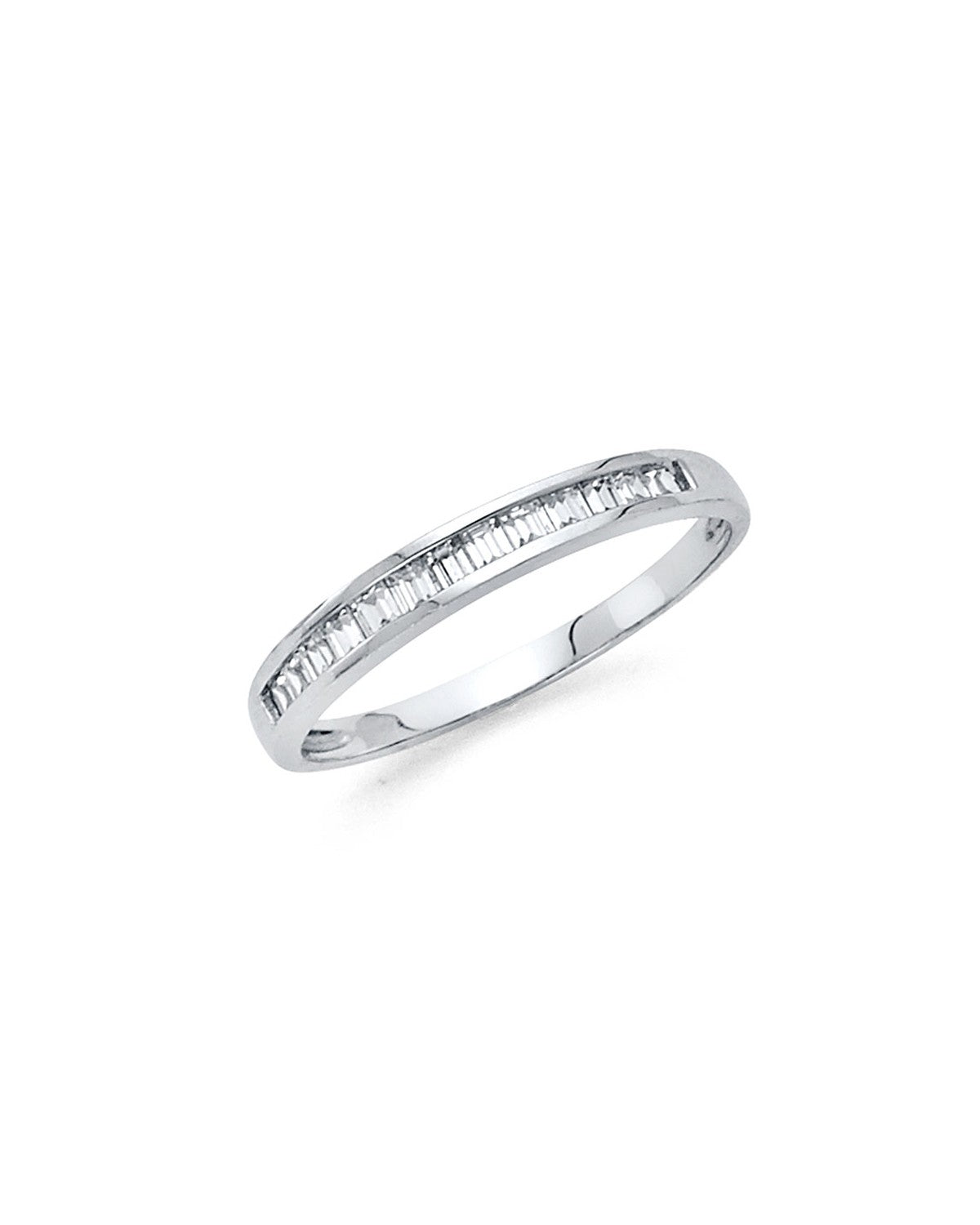 14K White Gold CZ Ladies Wedding Band (RG-1114)