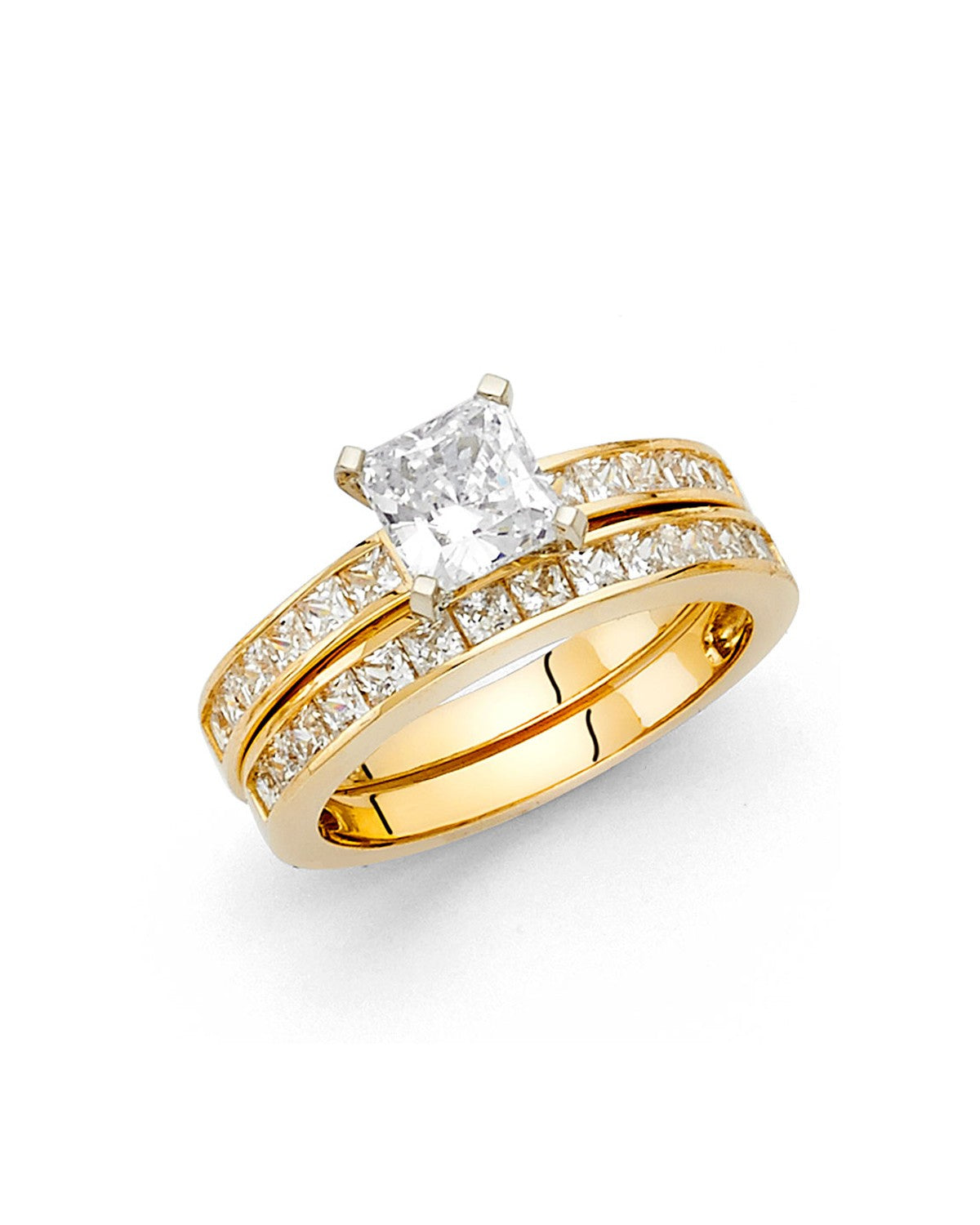 14K Yellow Gold CZ Ladies Wedding Band (RG-1117-070)