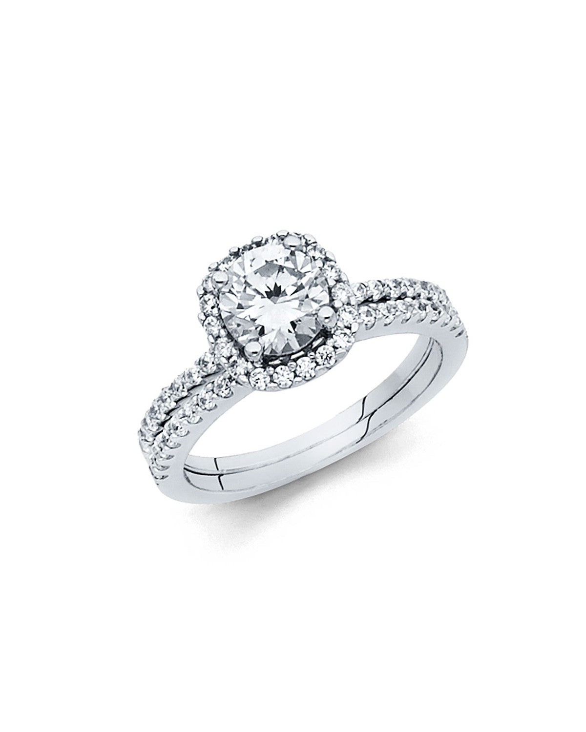 14K White Gold CZ Ladies Wedding Band (RG-1121)