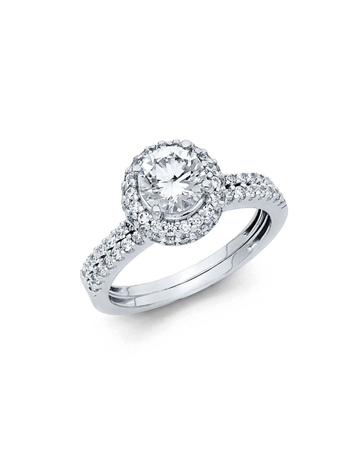 14K White Gold CZ Ladies Wedding Band (RG-1125)
