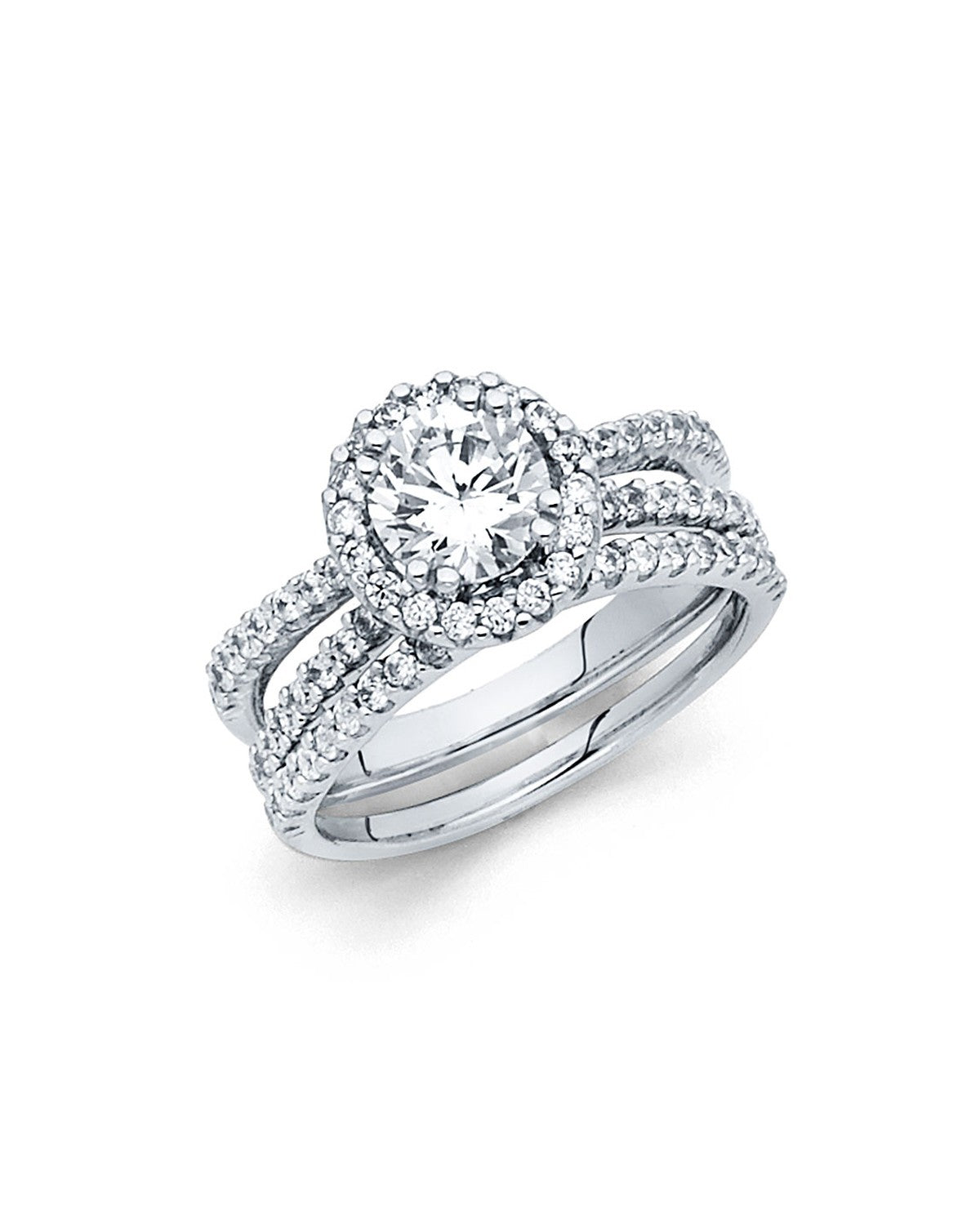 14K White Gold CZ Duo Set (RG-1130)