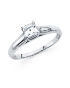 14K White Gold CZ Engagement Ring (RG-1187)