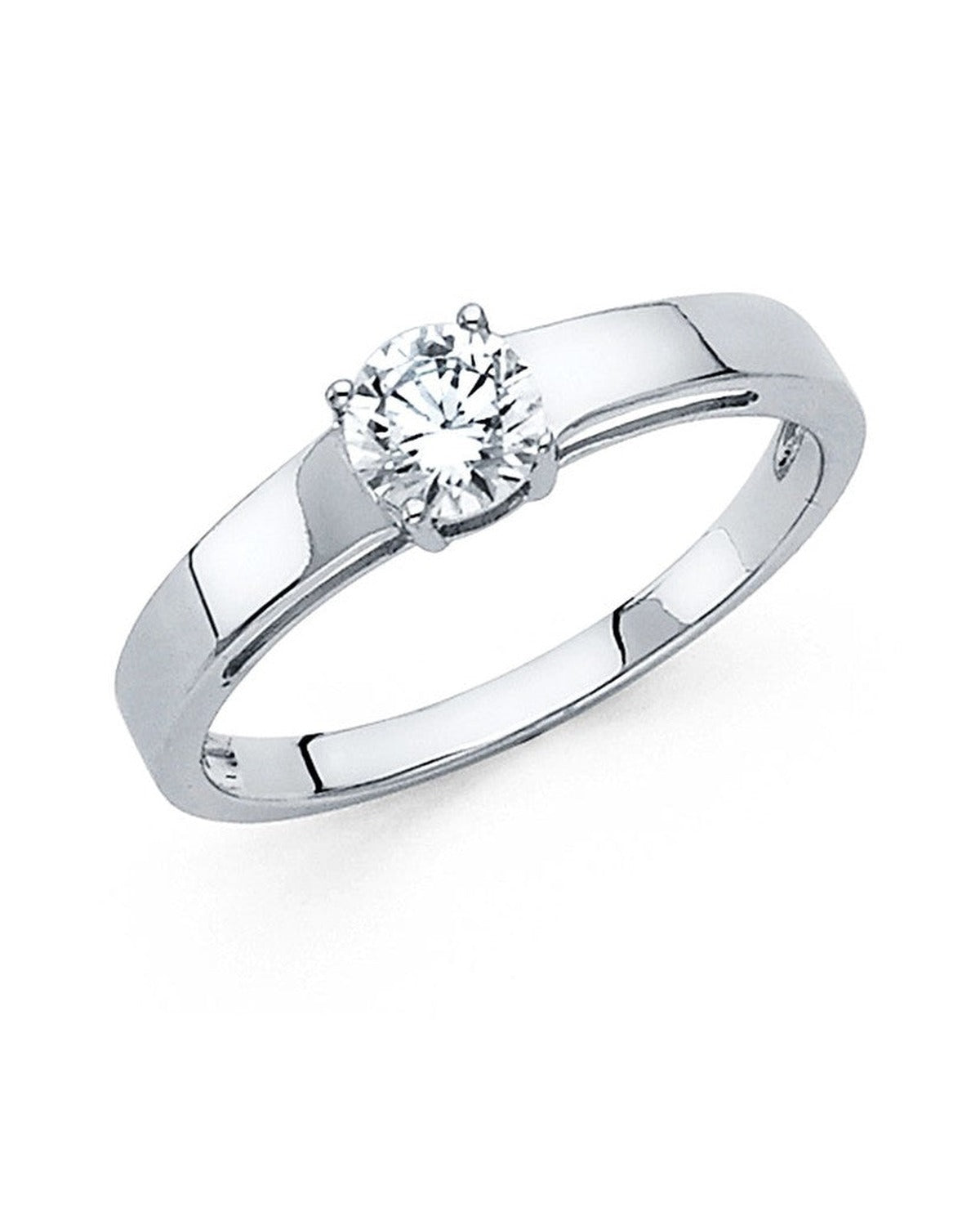 14K White Gold CZ Engagement Ring (RG-1189)