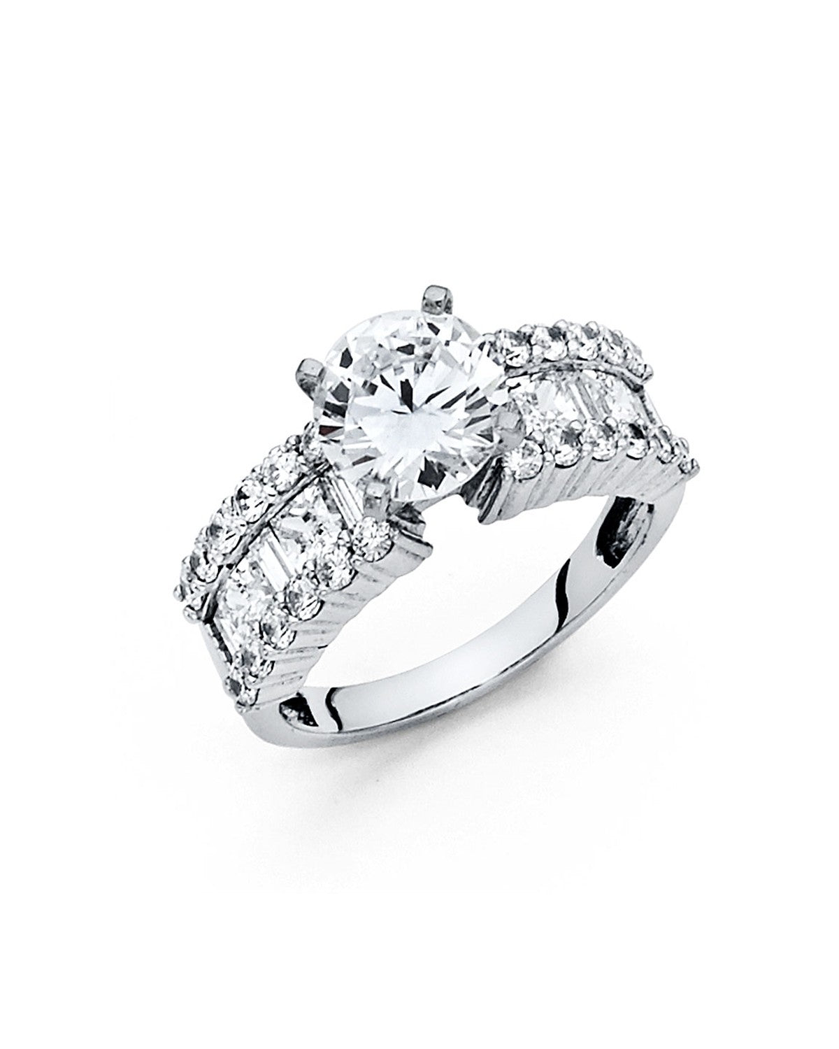 14K White Gold CZ Engagement Ring (RG-1201-070)