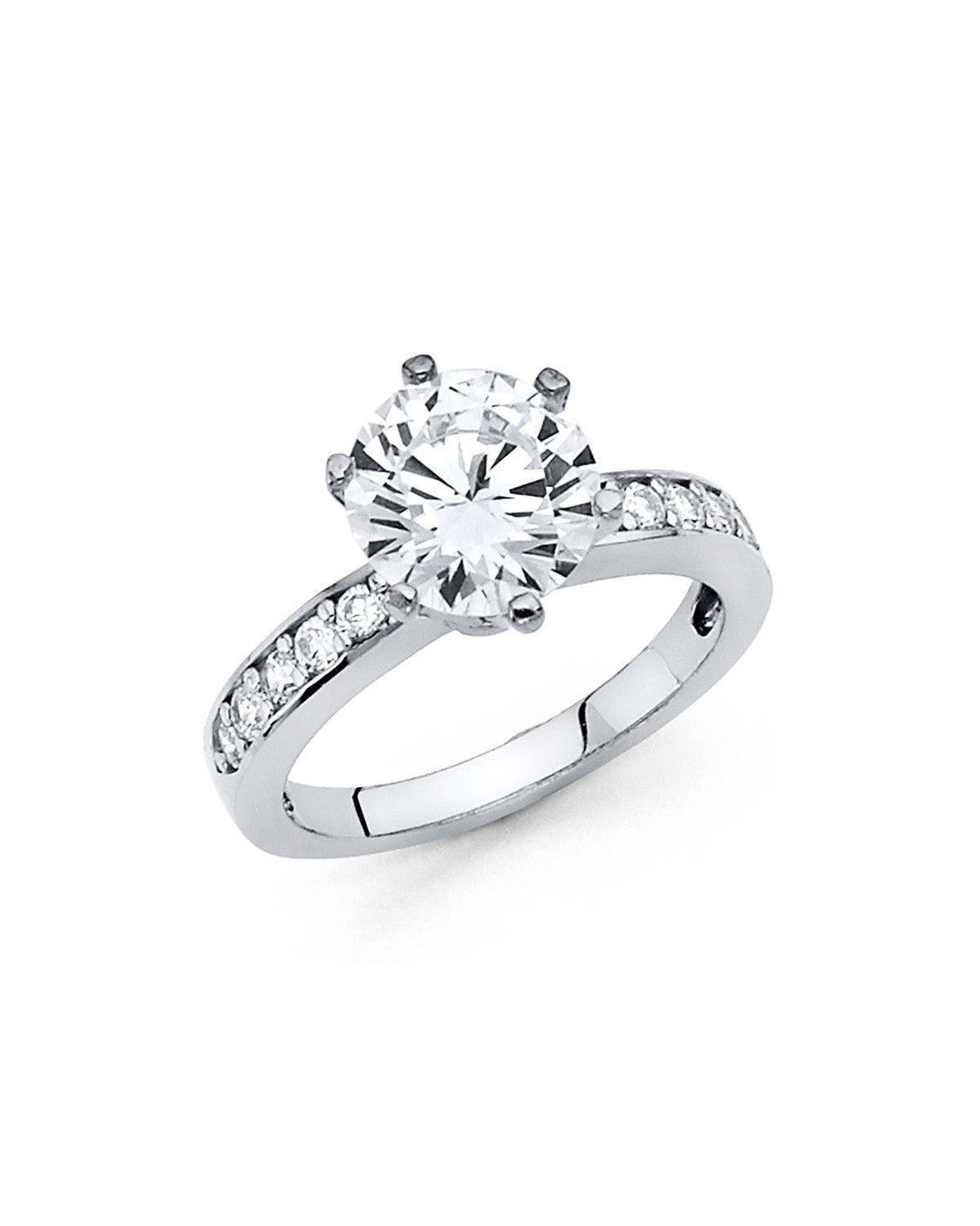 14K White Gold CZ Engagement Ring (RG-1209)