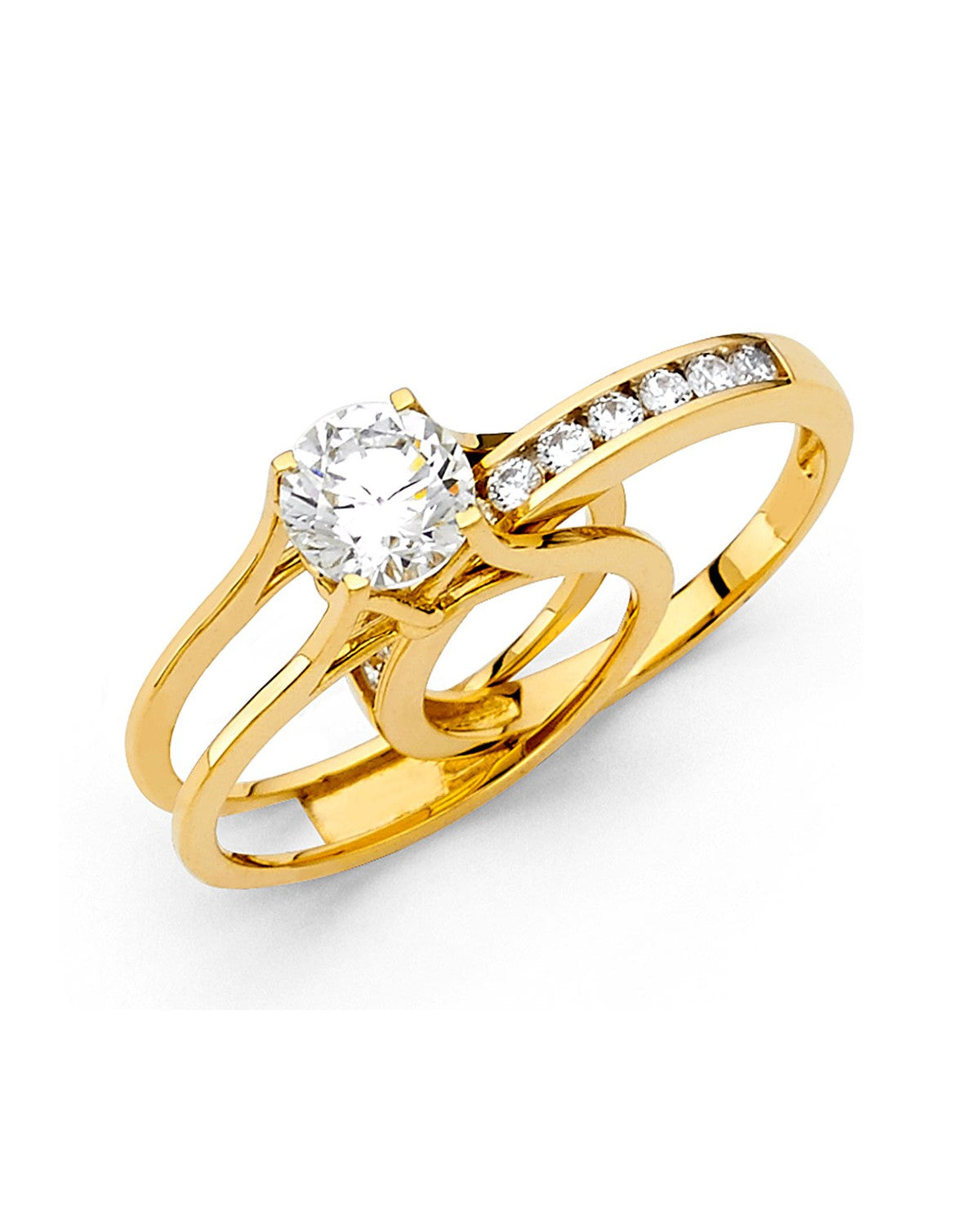 14K Yellow Gold CZ Engagement Ring (RG-1220-070)