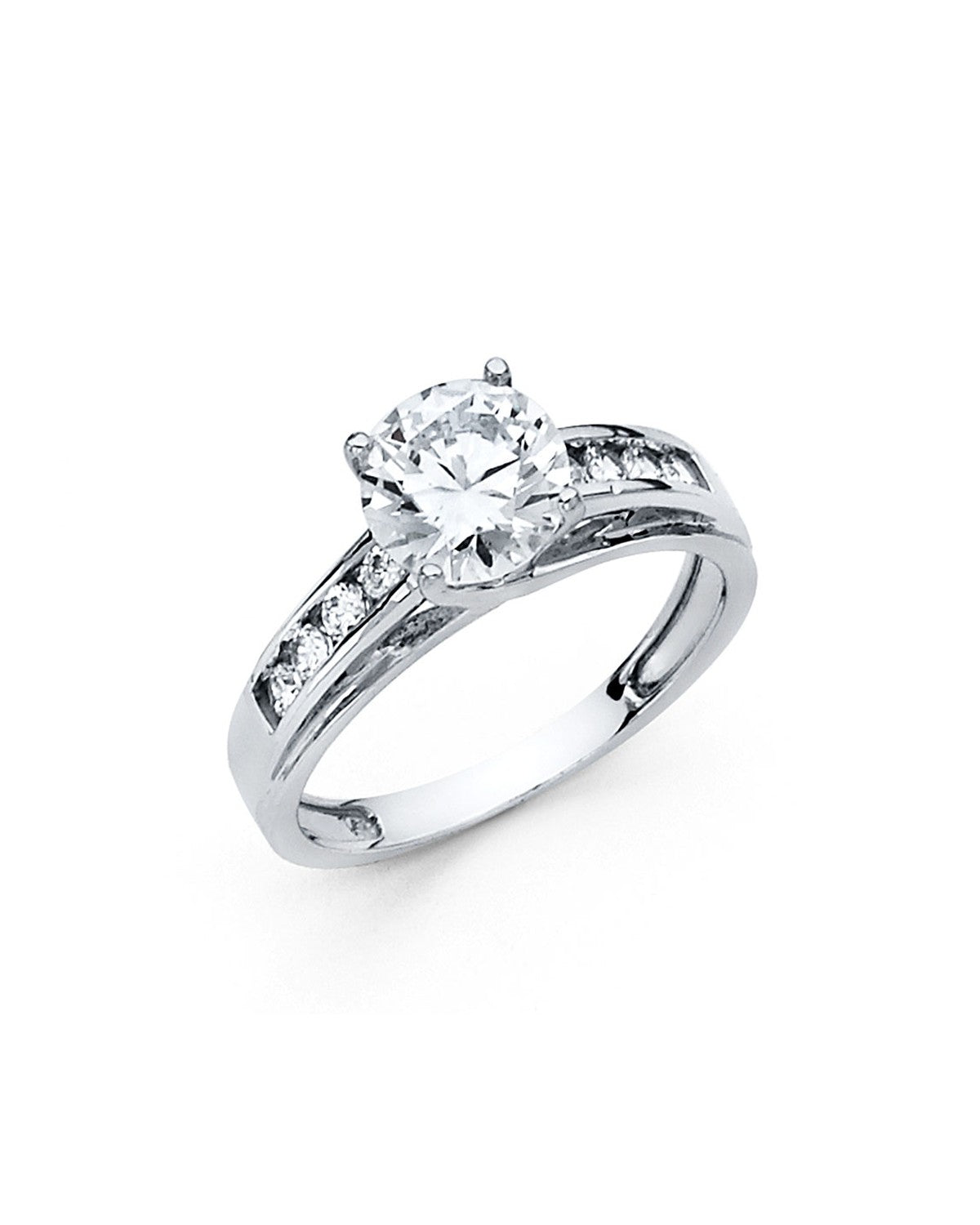 14K White Gold CZ Engagement Ring (RG-1223-070)