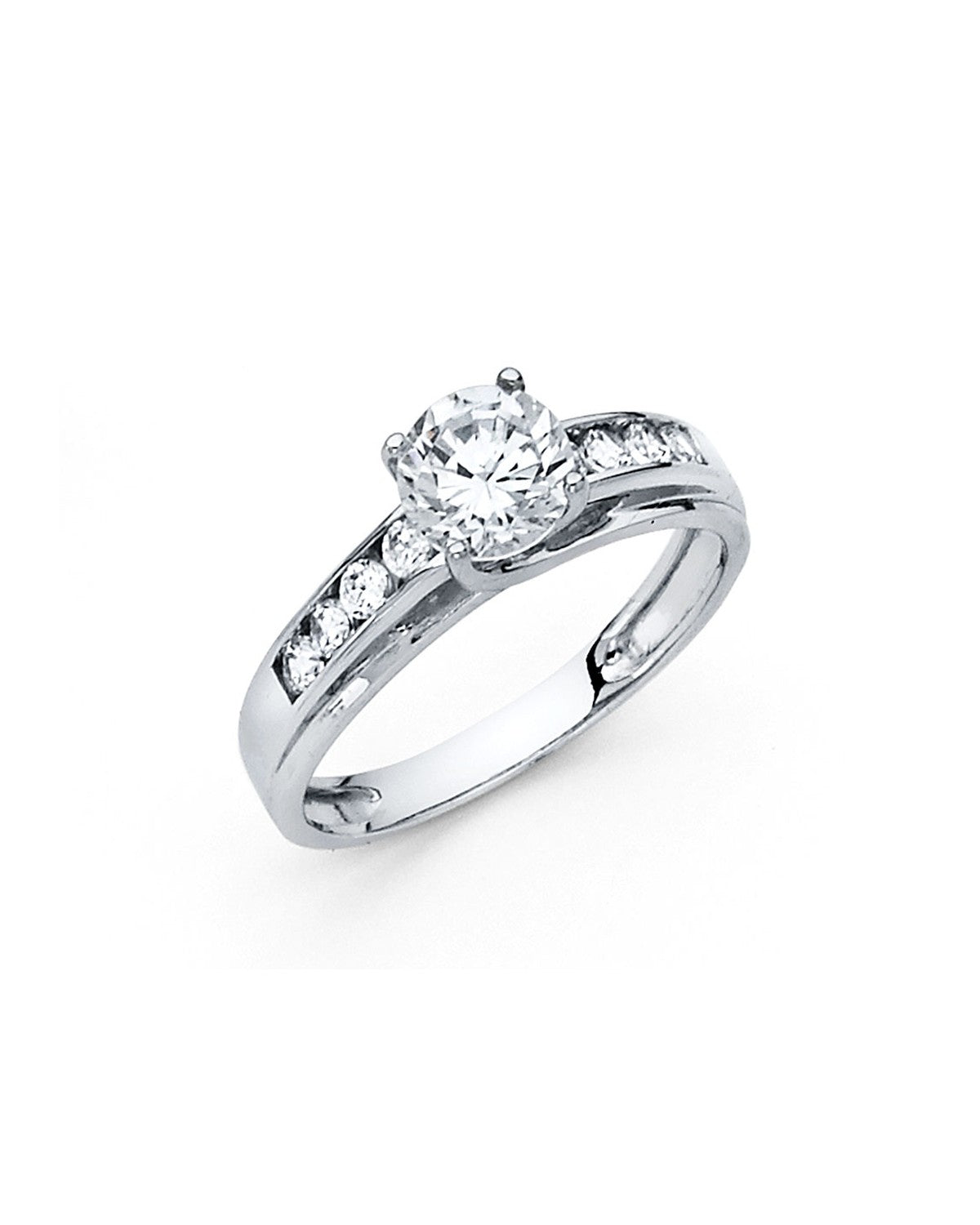 14K White Gold CZ Engagement Ring (RG-1225-070)