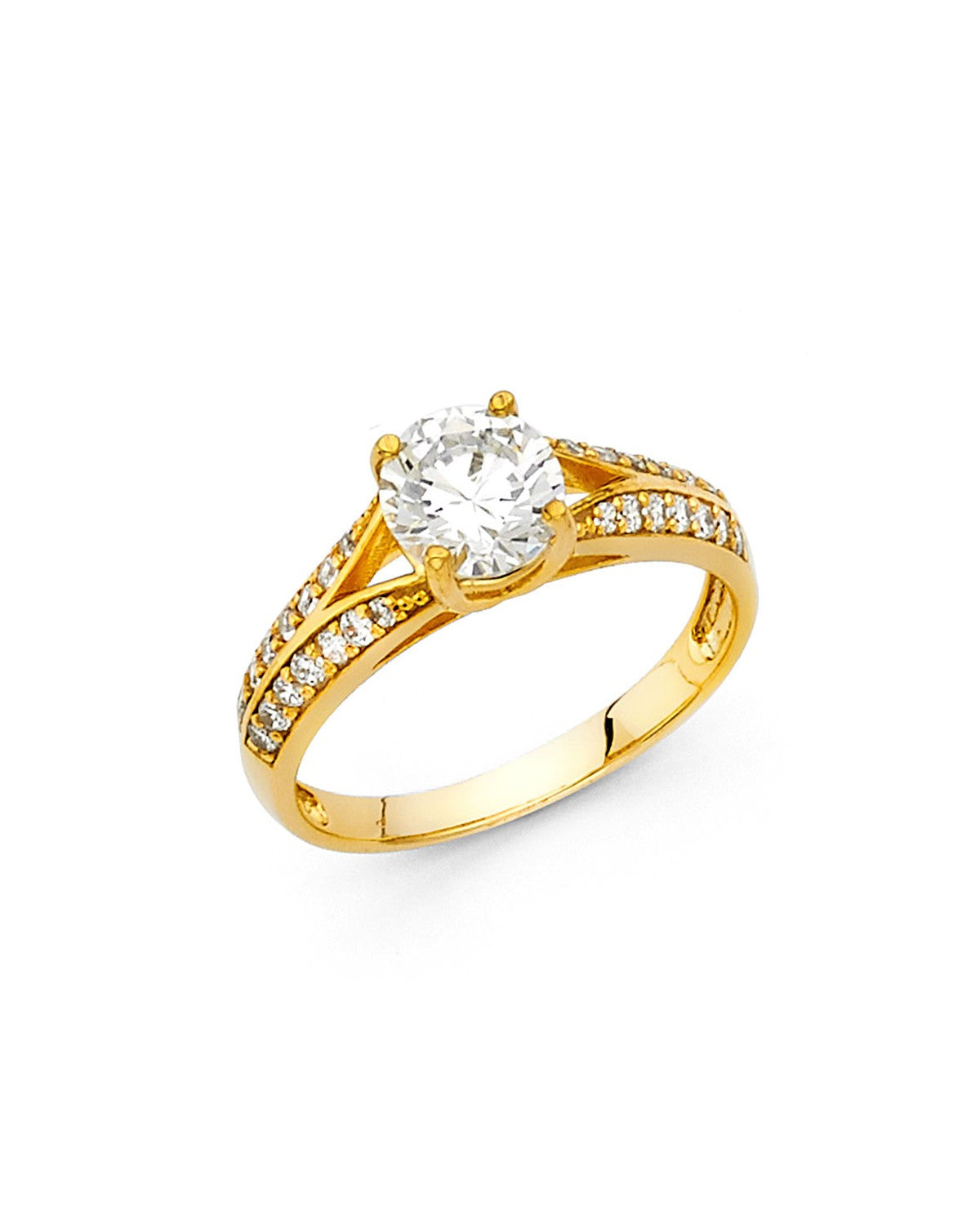 14K Yellow Gold CZ Engagement Ring (RG-1226)