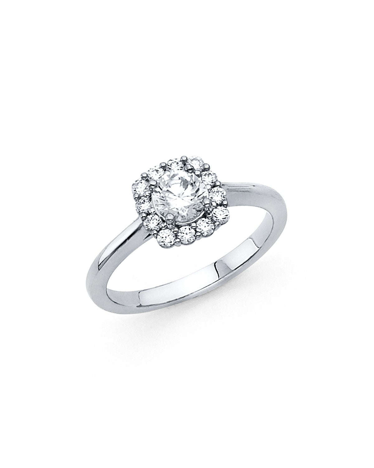 14K White Gold CZ Engagement Ring (RG-1231)