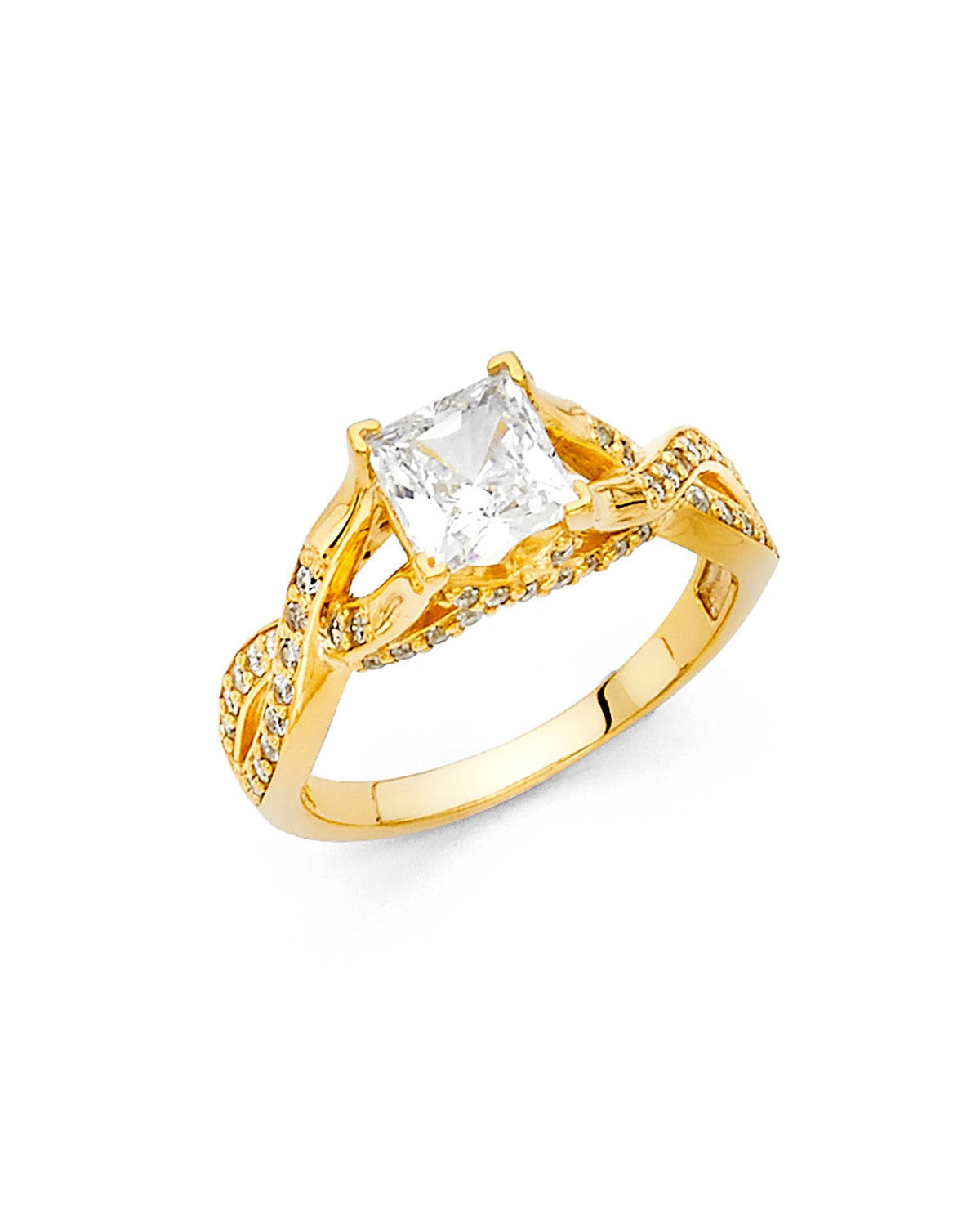 14K Yellow Gold CZ Engagement Ring (RG-1250-070)