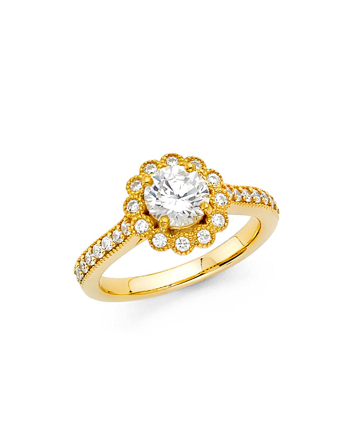 14K Yellow Gold CZ Engagement Ring (RG-1263)
