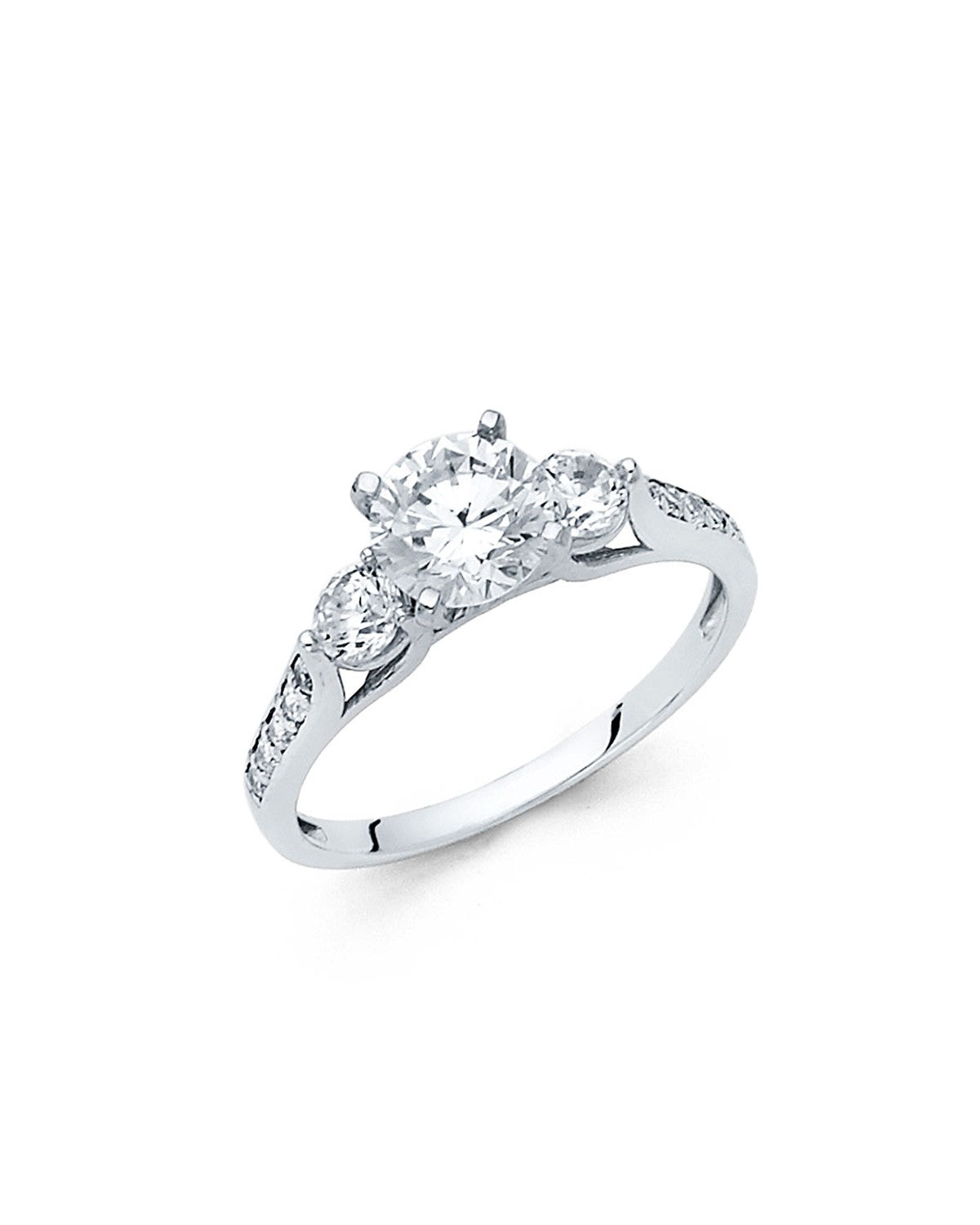 14K White Gold CZ Engagement Ring (RG-1274)
