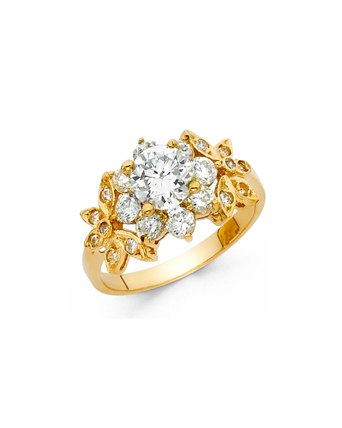 14K Yellow Gold CZ Engagement Ring (RG-1282)
