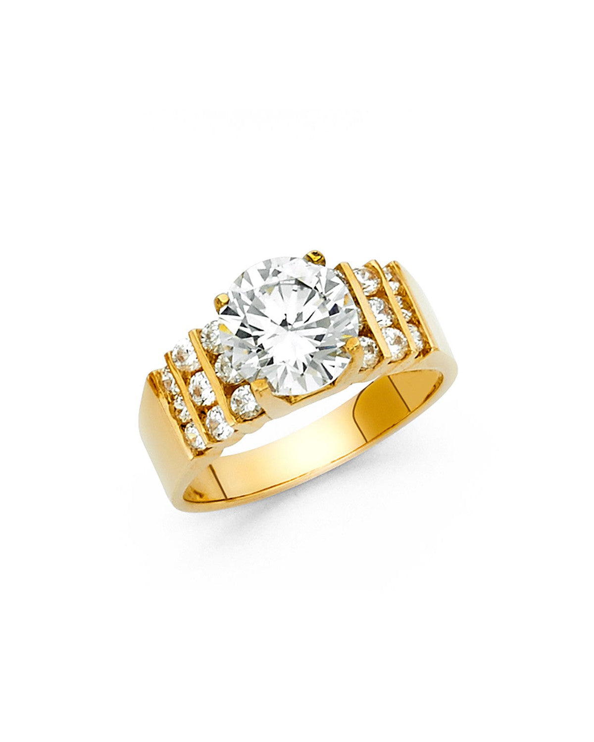 14K Yellow Gold CZ Engagement Ring (RG-1287)