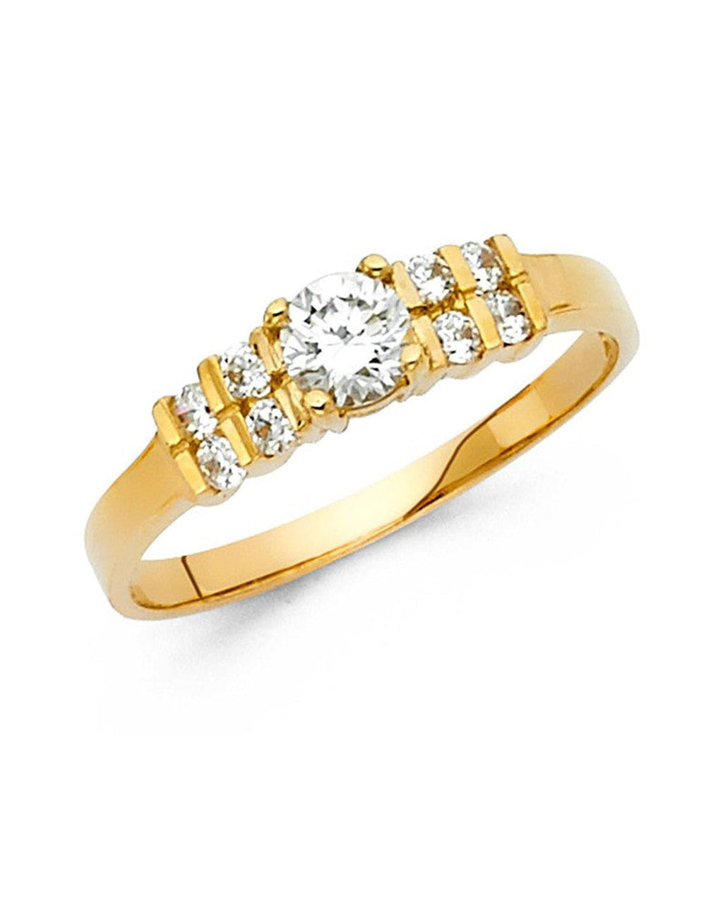14K Yellow Gold CZ Engagement Ring (RG-1289)