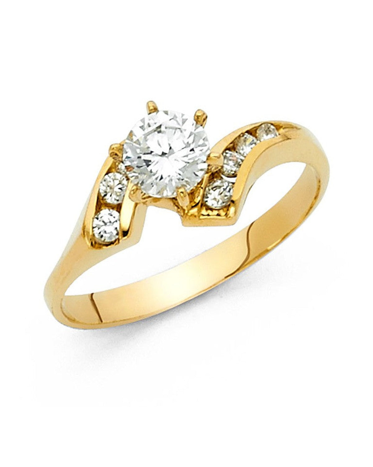 14K Yellow Gold CZ Engagement Ring (RG-1291)