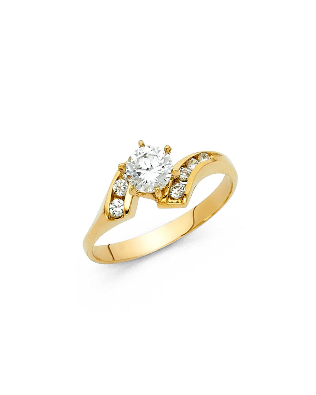 14K Yellow Gold CZ Engagement Ring (RG-1291)