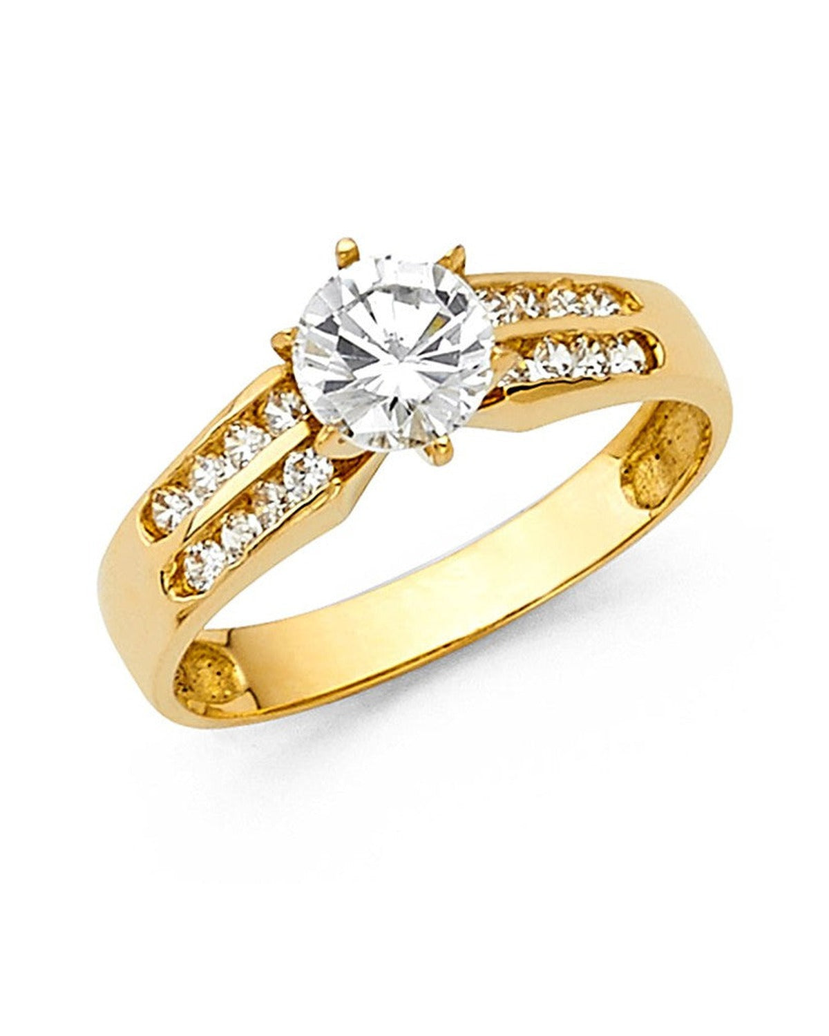 14K Yellow Gold CZ Engagement Ring (RG-1298)