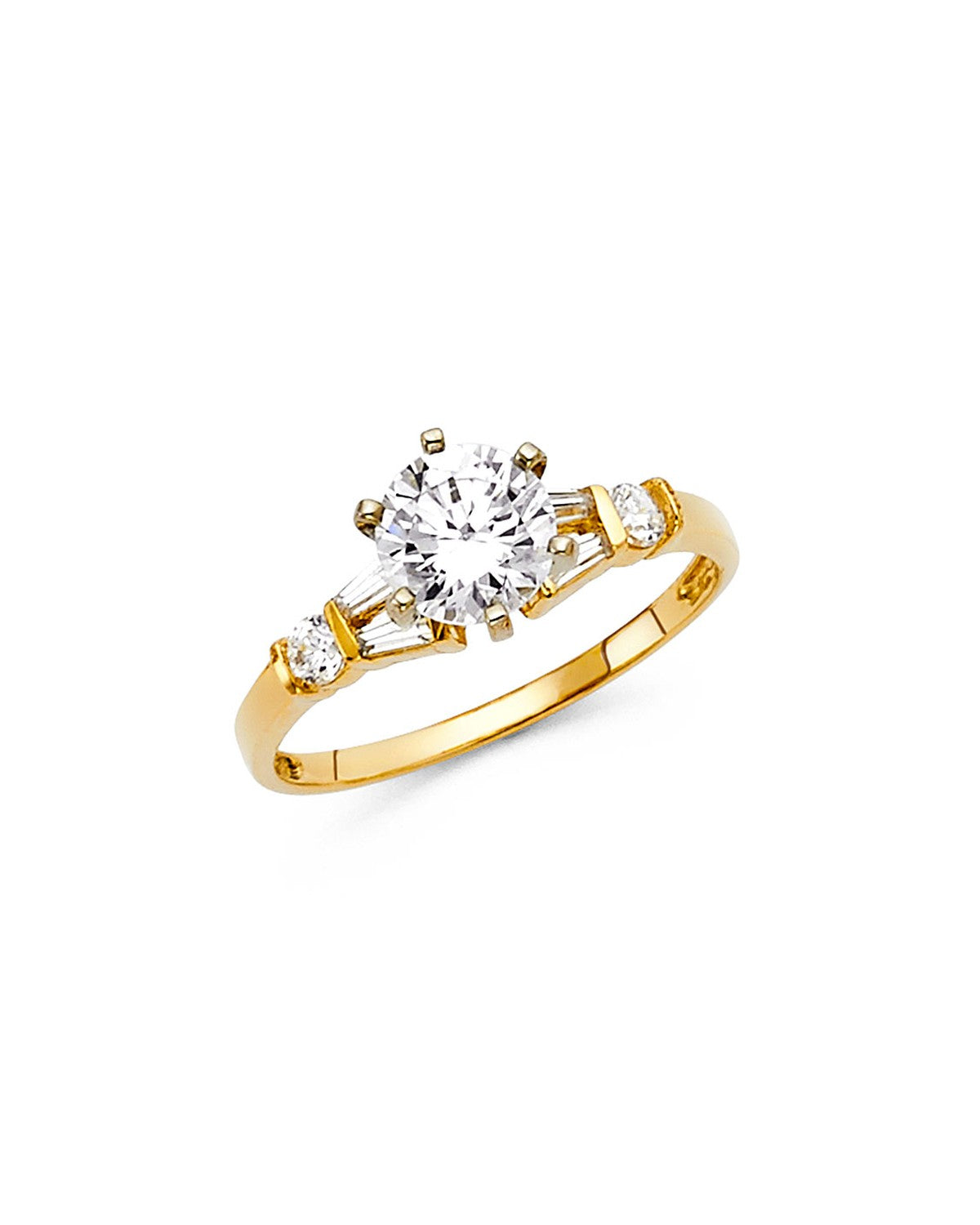 14K Yellow Gold CZ Engagement Ring (RG-1300)
