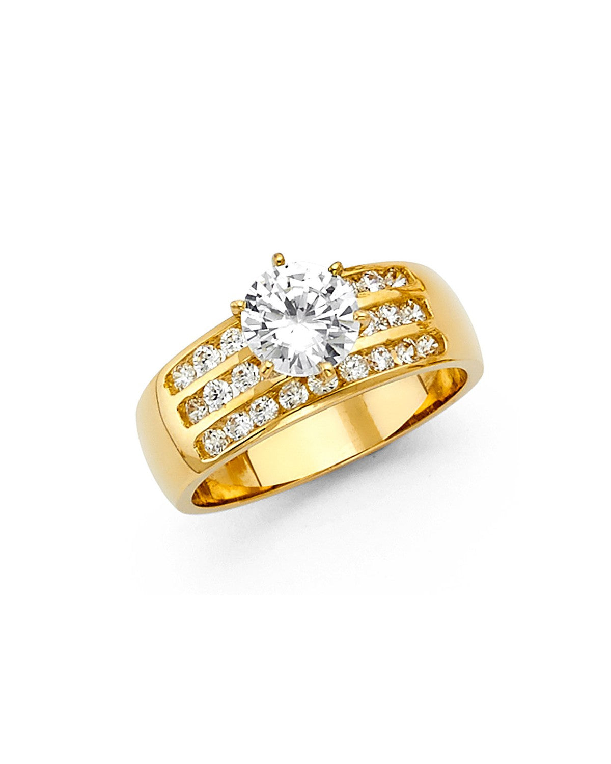 14K Yellow Gold CZ Engagement Ring (RG-1308)