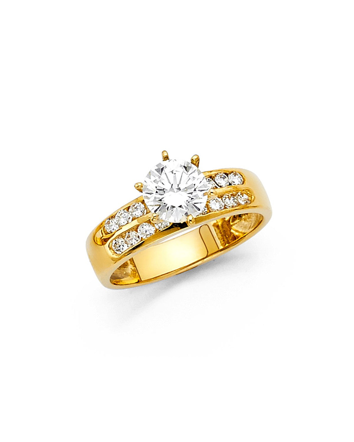 14K Yellow Gold CZ Engagement Ring (RG-1309)