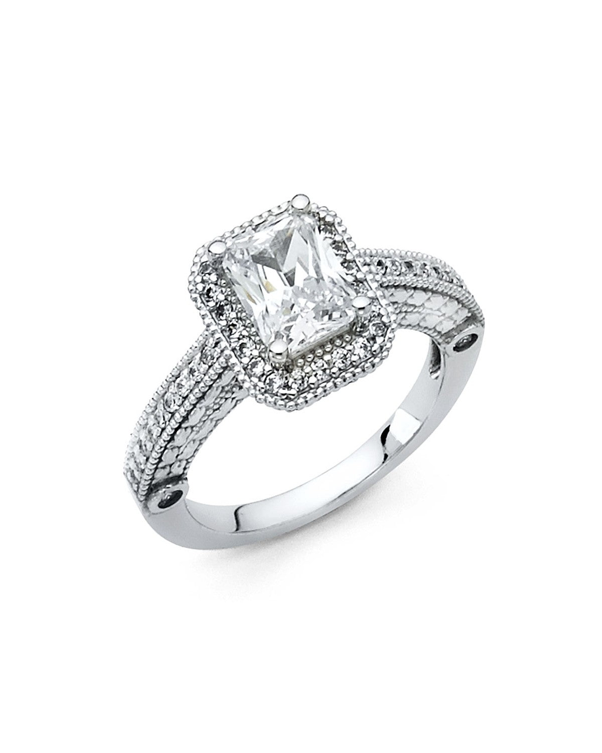 14K White Gold CZ Engagement Ring (RG-1328)