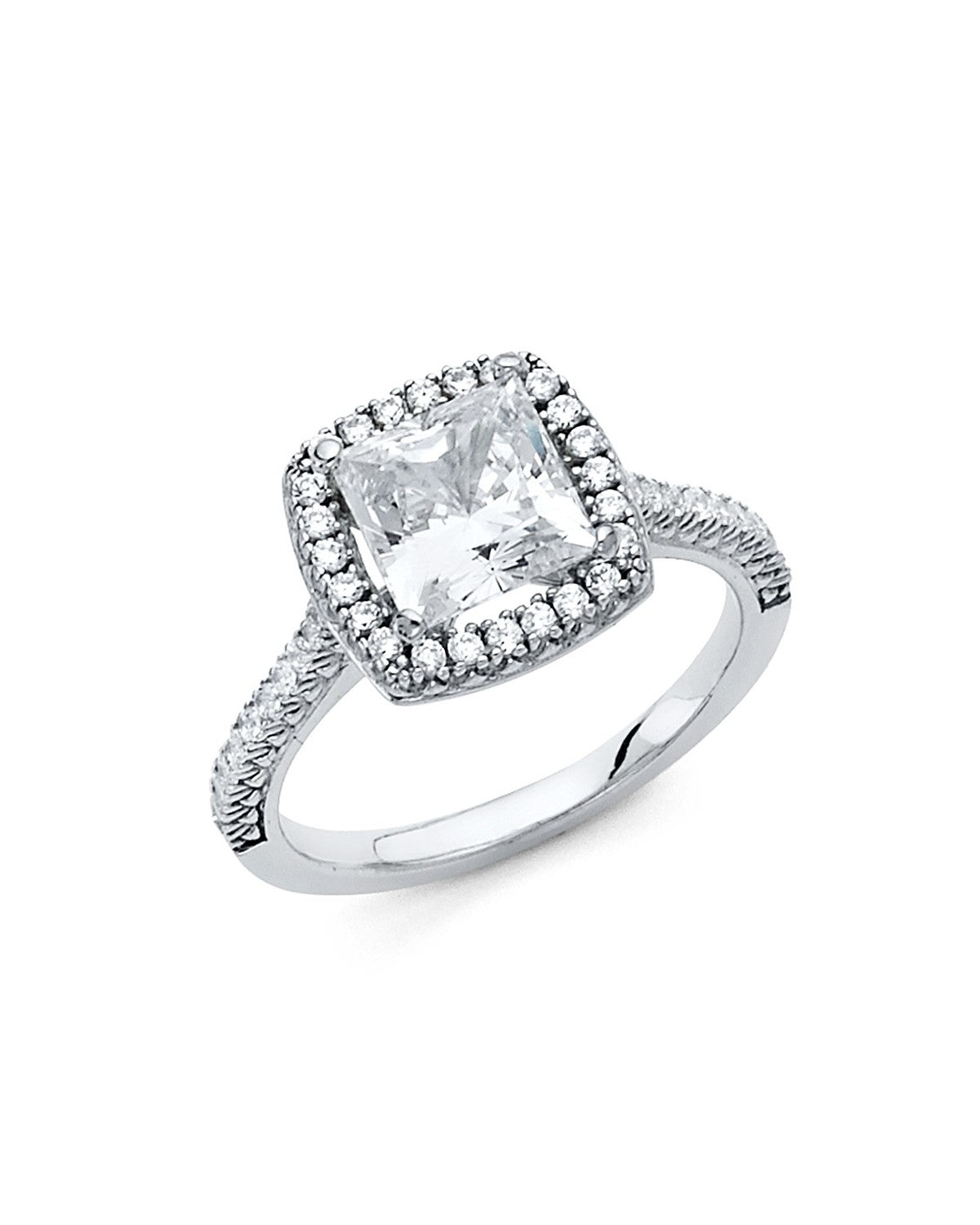 14K White Gold CZ Engagement Ring (RG-1330)