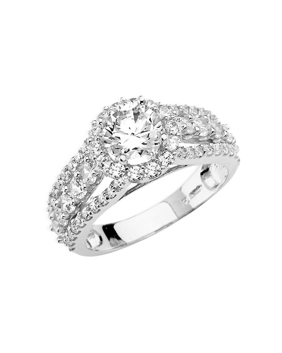 14K White Gold CZ Engagement Ring (RG-1332)