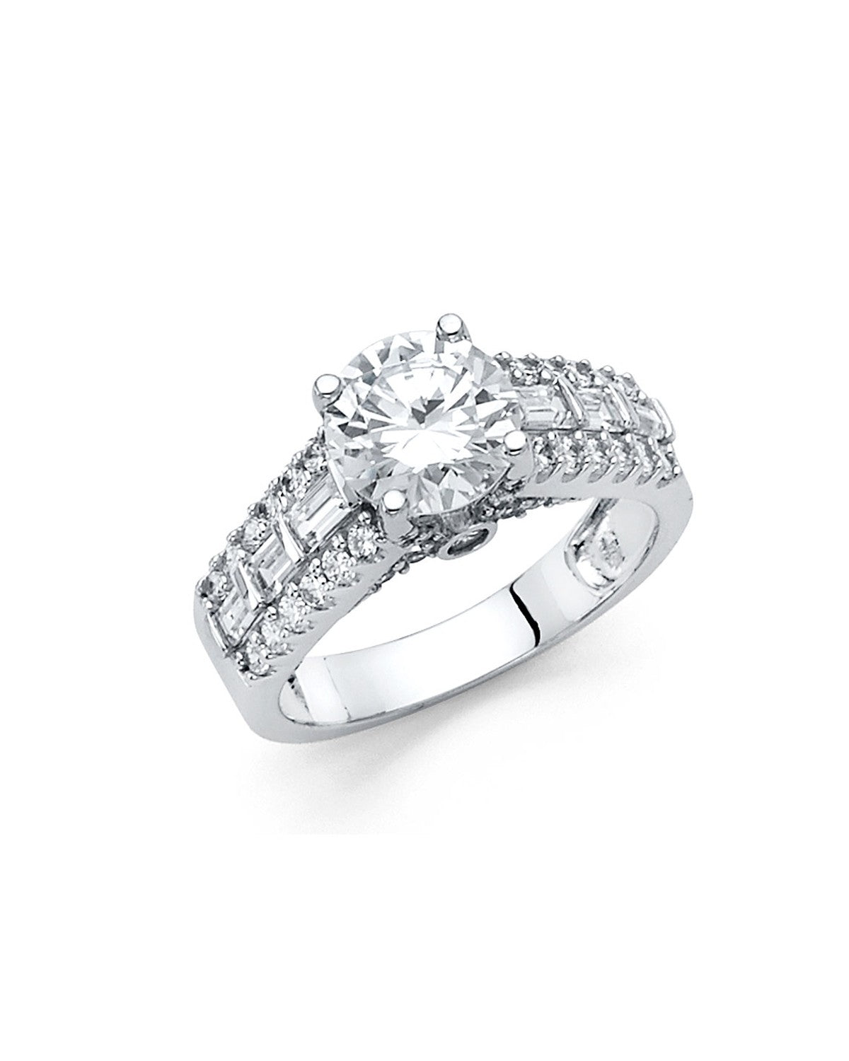 14K White Gold CZ Engagement Ring (RG-1338-070)