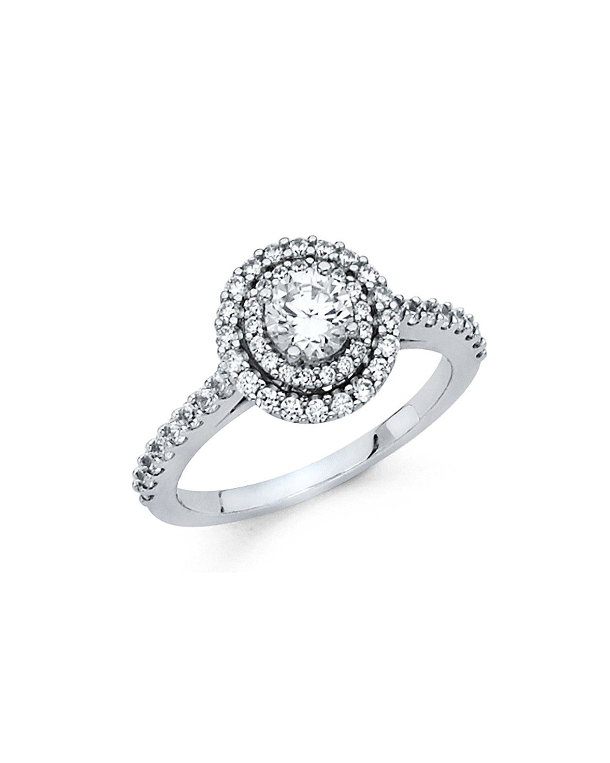 14K White Gold CZ Engagement Ring (RG-1346)
