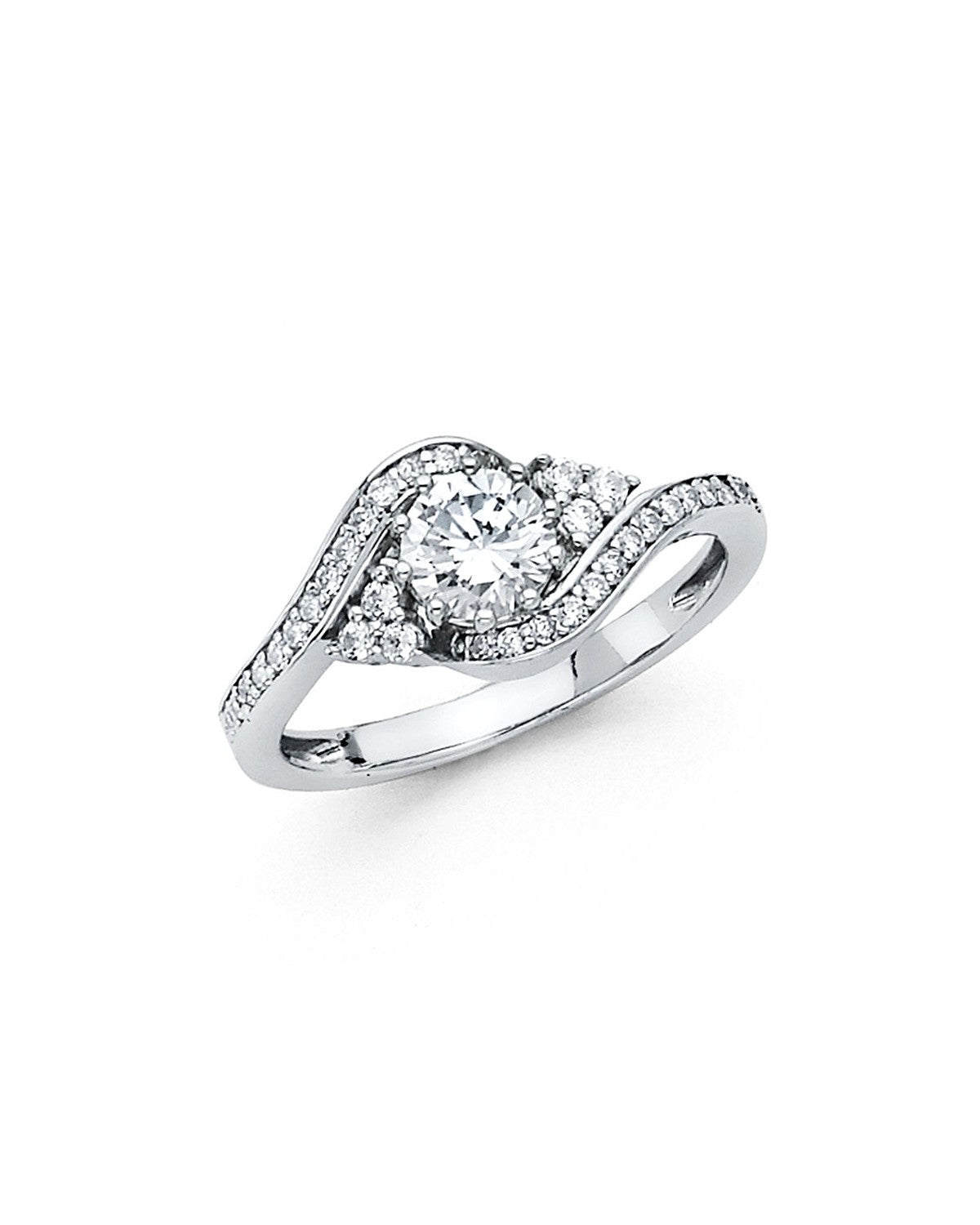 14K White Gold CZ Engagement Ring (RG-1362)