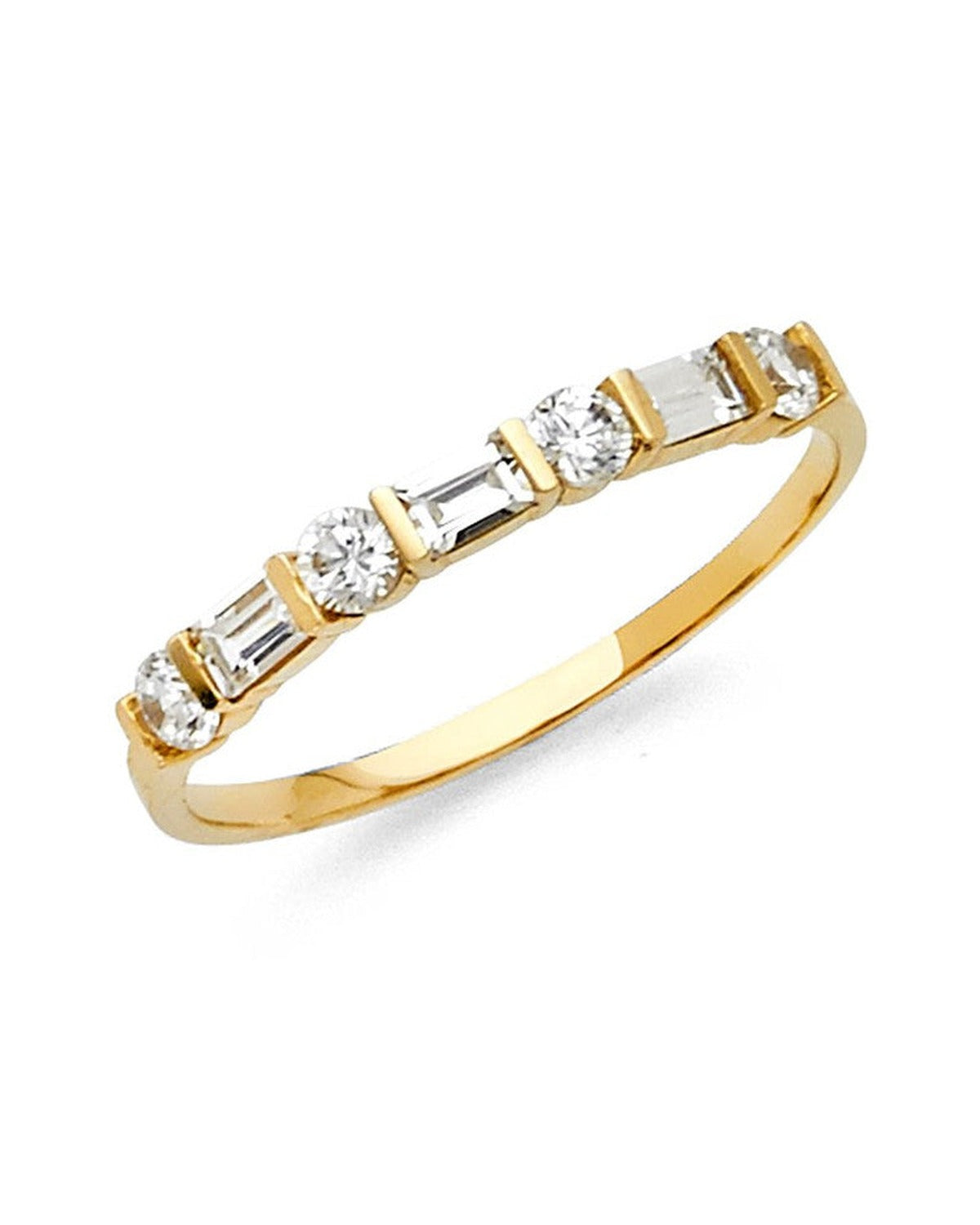 14K Yellow Gold CZ Ladies Wedding Band (RG-1383-070)