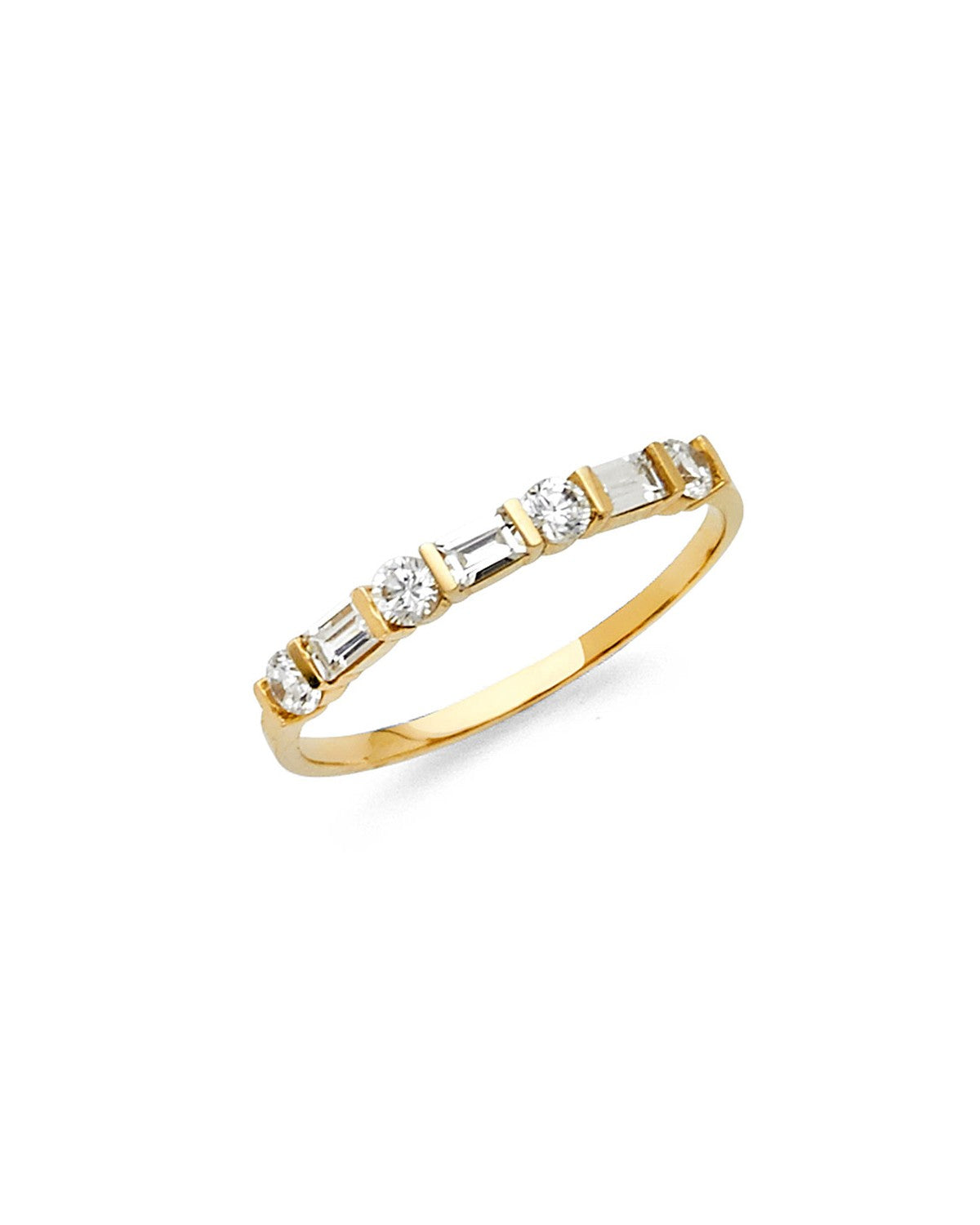 14K Yellow Gold CZ Ladies Wedding Band (RG-1383-070)