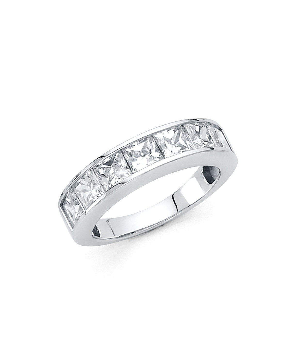 14K White Gold CZ Ladies Wedding Band (RG-1385-070)