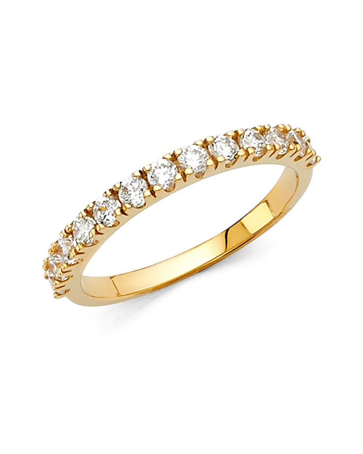 14K Yellow Gold CZ Ladies Wedding Band (RG-1386)
