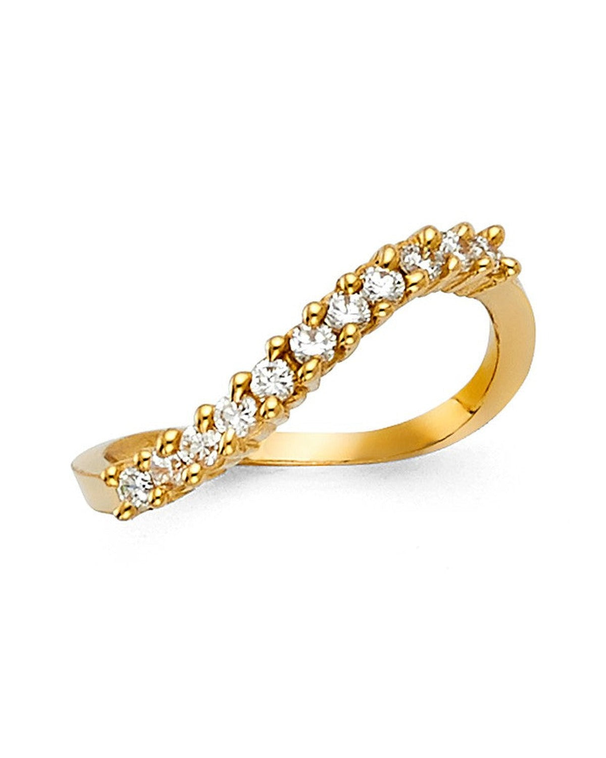14K Yellow Gold CZ Ladies Wedding Band (RG-1390)