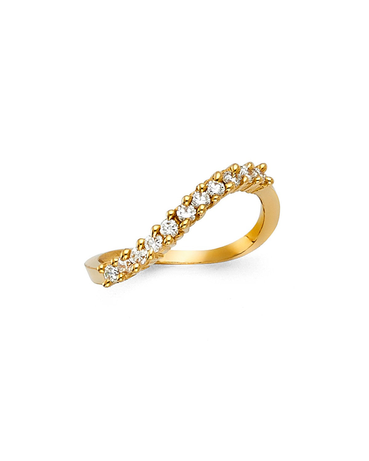 14K Yellow Gold CZ Ladies Wedding Band (RG-1390)