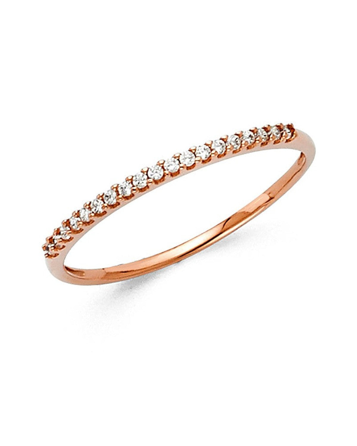 14K Rose Gold Pink CZ Ladies Wedding Band (RG-1392)