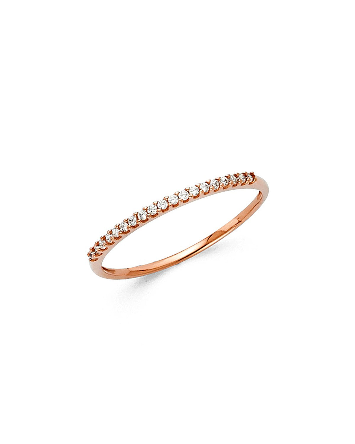 14K Rose Gold Pink CZ Ladies Wedding Band (RG-1392)