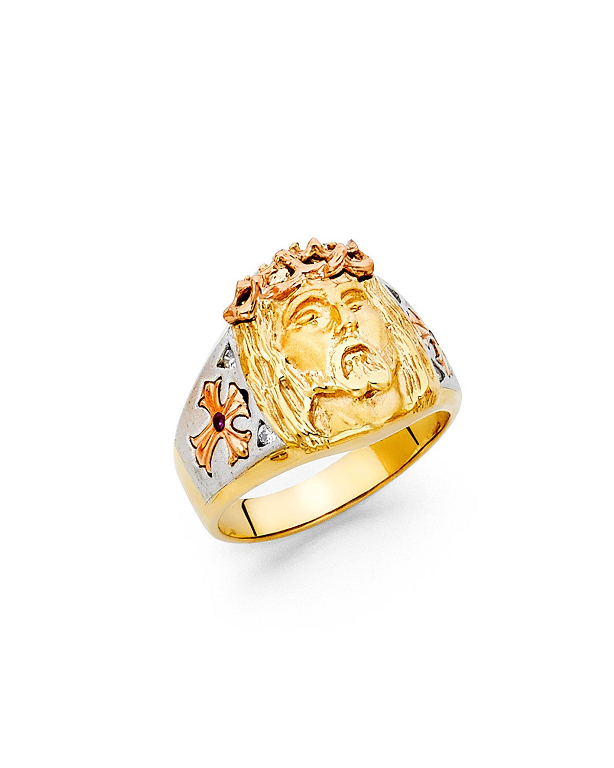14K Tri-Color Gold 3C CZ Men's Ring (RG-1399)